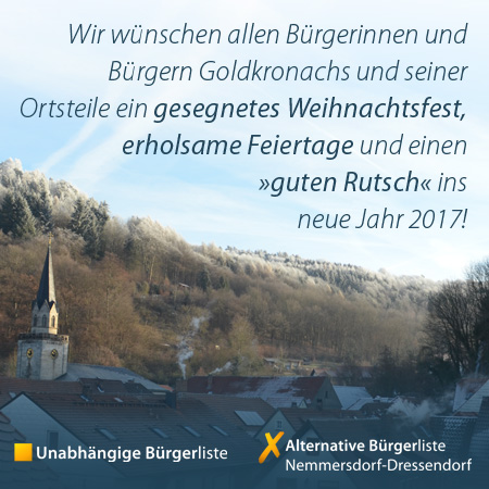 Unabhängige Bürgerliste Goldkronach (UBL): Weihnachten 2016
